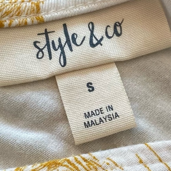 Style & Co Womens Medium Dress White Yellow Knit Tank Beach Knit Stretch - Picture 8 of 8